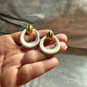 Modern Gold and White Minimalist Earrings